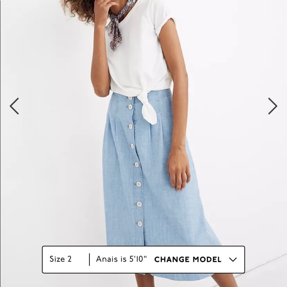 Madewell Patio Chambray Midi Skirt
